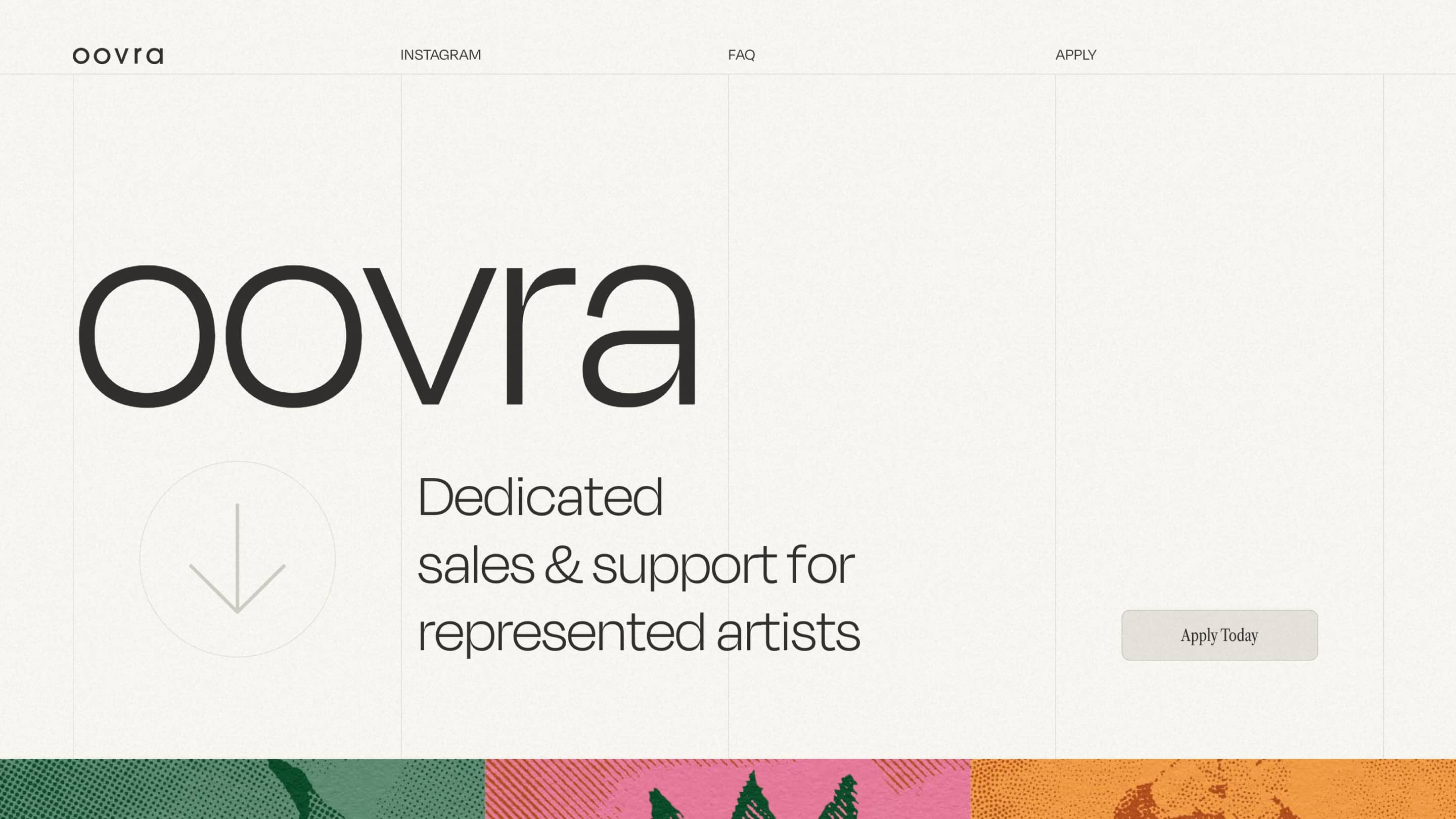 Screenshot of Ovra homepage