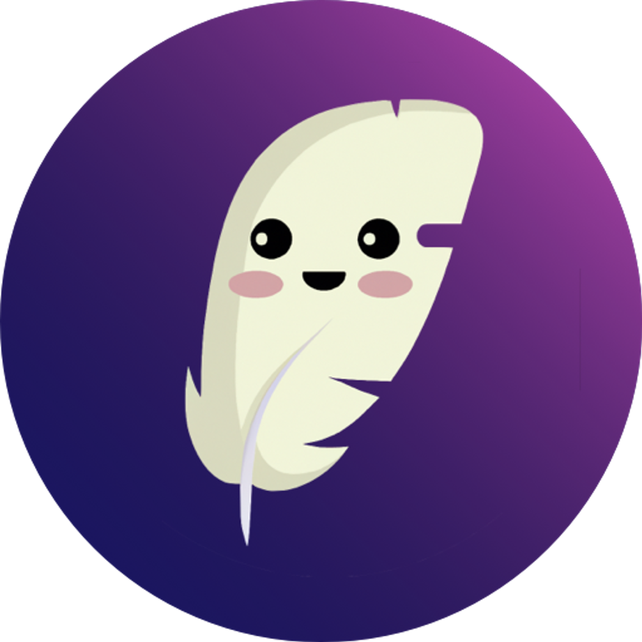 Quilly's app icon - a little quill with a face!