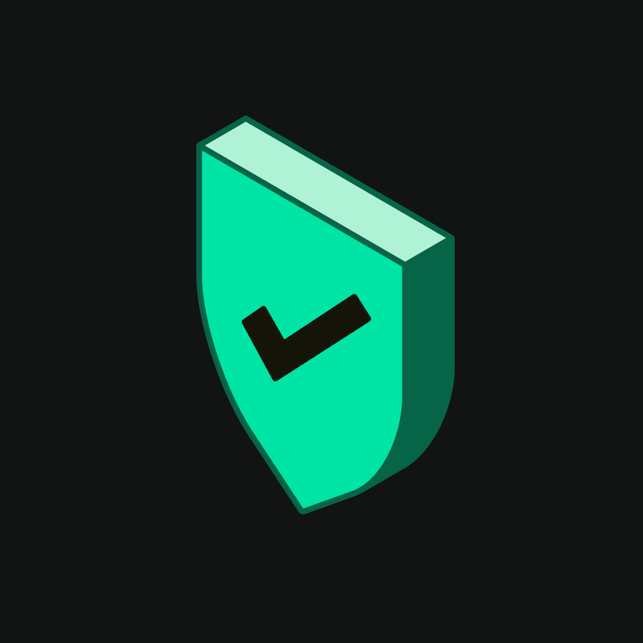 Green shield with a checkmark